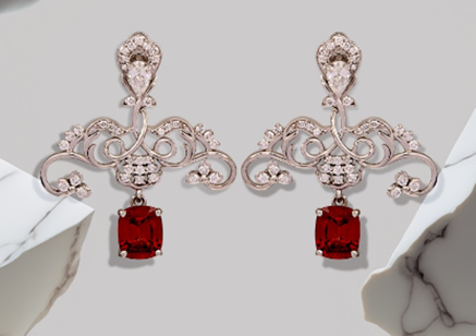 Garnet Gemstone Earrings | C. Krishniah Chetty Group of Jewellers