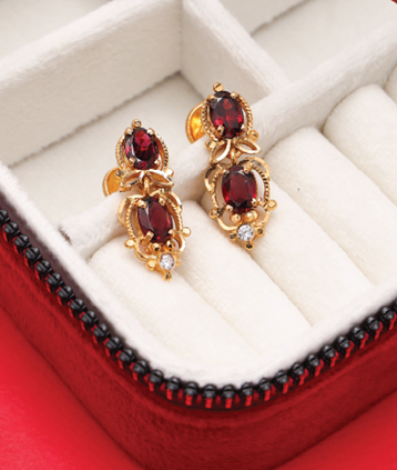 Garnet Gemstone Earrings | C. Krishniah Chetty Group of Jewellers