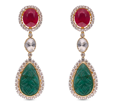 Multicolor Gemstone Earring | C. Krishniah Chetty Group of Jewellers