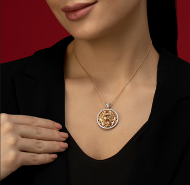 Rose Gold Diamond Pendant with lion face