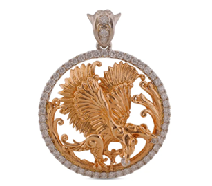 Eagle Bird Gold Pendant with Diamonds and Rose Cut | C. Krishniah Chetty Group of Jewellers