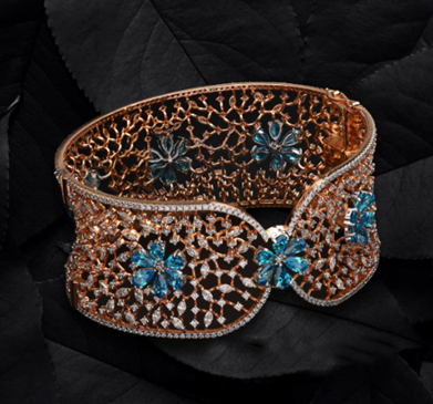 Diamond Bangle with blue topaz gemstone | CKC Jewellery Shop